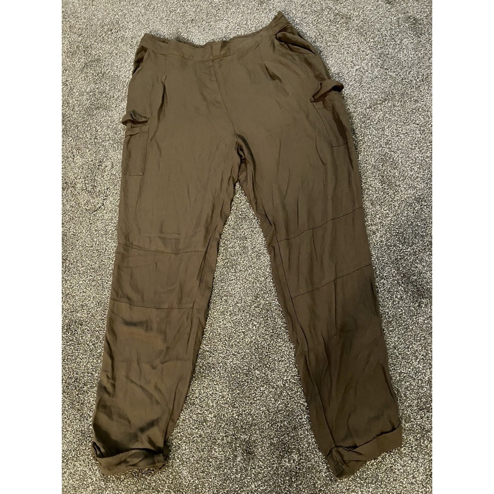 Leith Women's Olive Green Soft Pull On Casual Cargoā Pants Size L Large